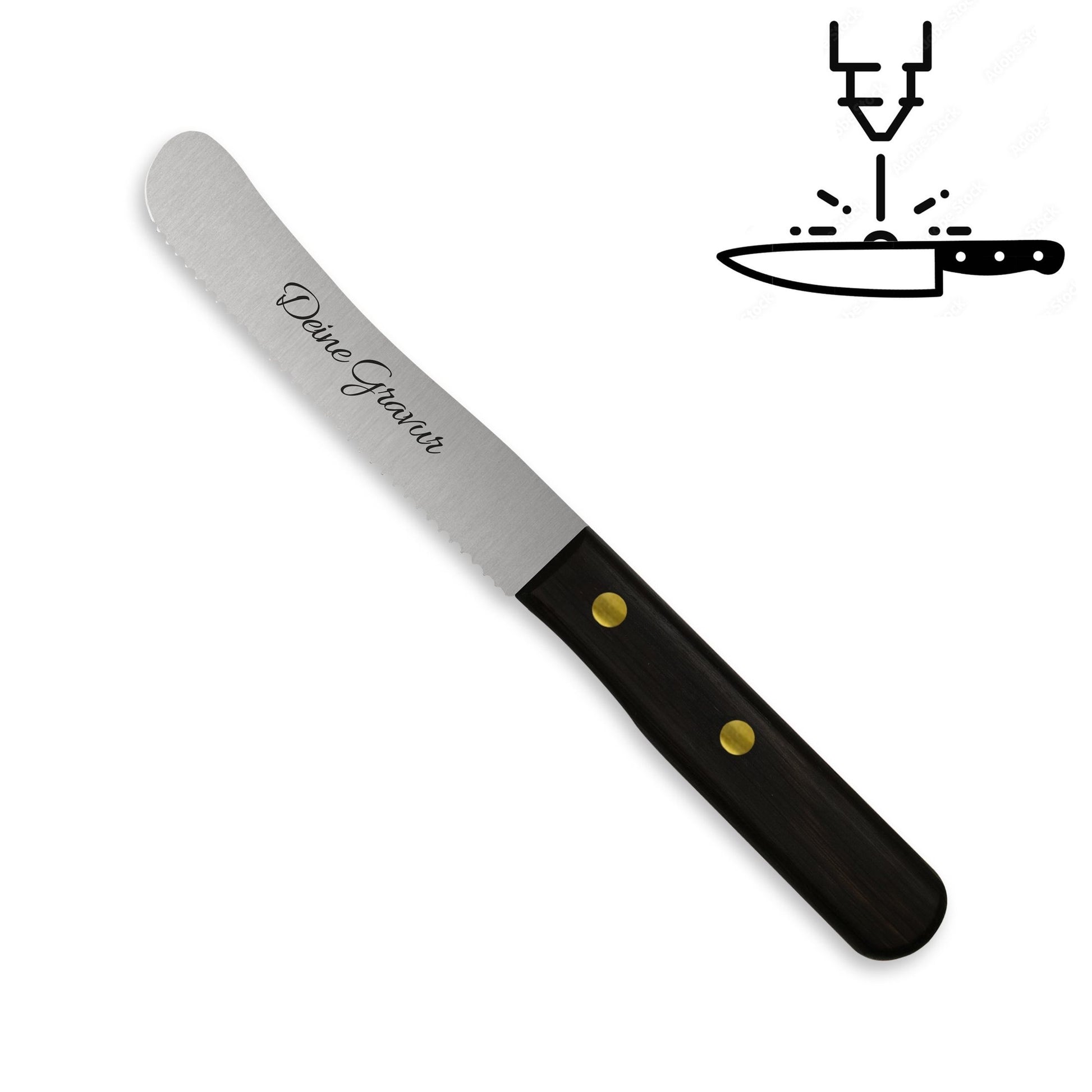 Buckelsmesser / Frühstücksmesser - Eigene Gravur mit Mooreichengriff, Wellenschliff