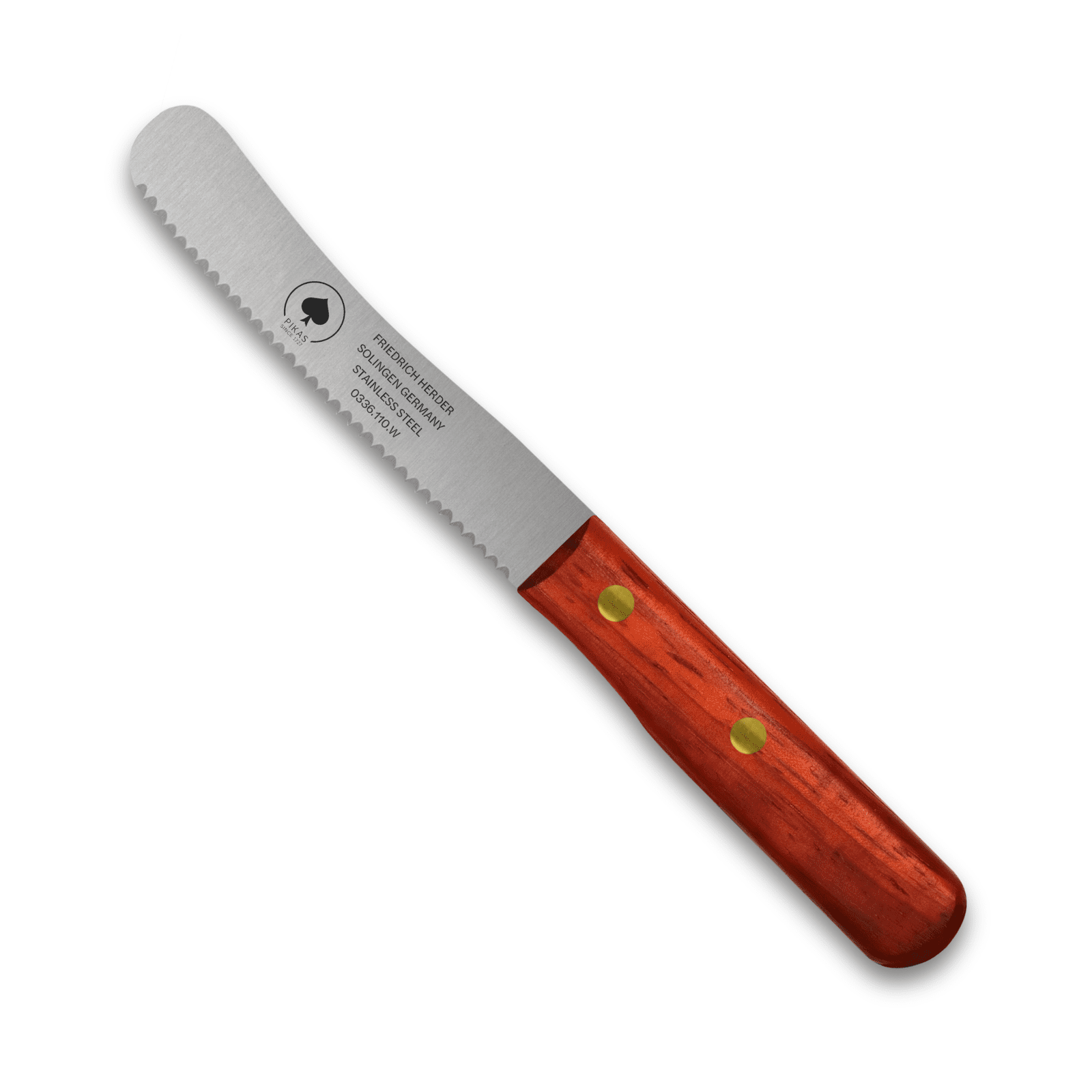 Frühstücksmesser Buckelsmesser aus Solingen mit Padouk Wellenschliff Holzgriff – traditionelles Solingen Messer für Brot und Frühstück