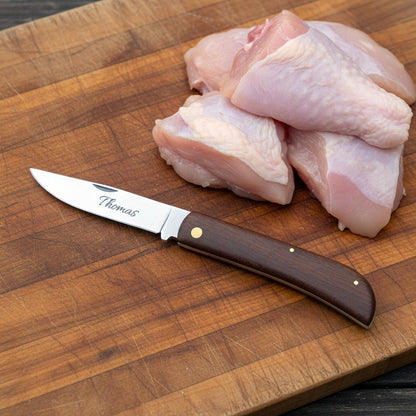 Hippekniep Taschenmesser aus Holz mit Gravur, Geschenkidee für Männer